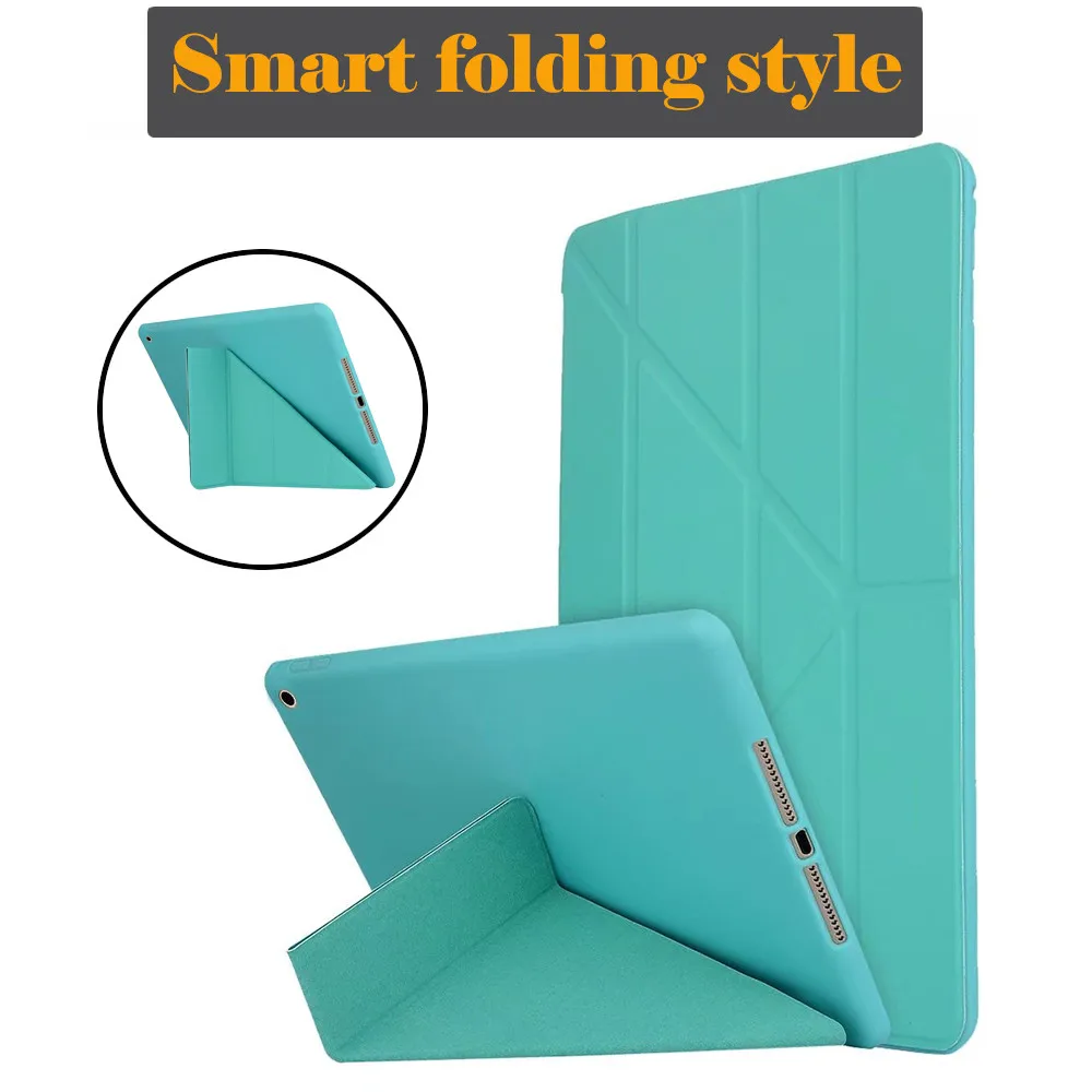 Lake Blue Чехол для нового iPad 9,7 дюймов модель выпуска A1822 A1823 A1893A1954 Мягкая силиконовая Нижняя крышка из искусственной кожи, умный чехол с функцией автоматического сна - Цвет: Lake Blue