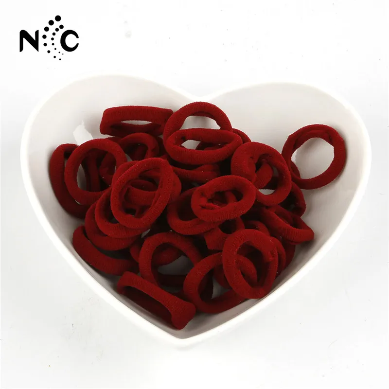 Burgundy 3cm 40pcs 40/100 шт. для девочек маленькое кольцо нейлон резинки для волос хвост держатель резиновый трос резинка для волос галстук Резинки Детские аксессуары для волос Головные уборы - Цвет: Burgundy 3cm 40pcs