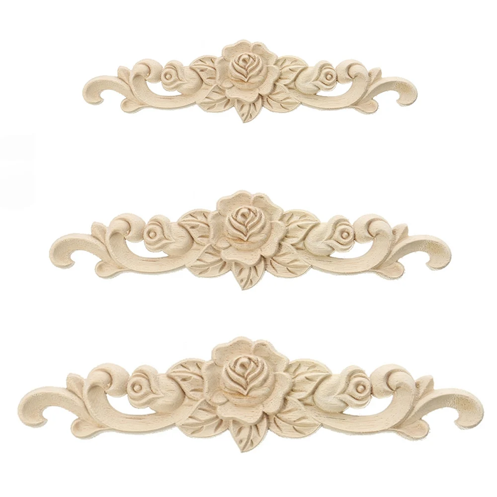 Vintage Unpainted Wood Carved Corner Onlay Applique Frame For Home Furniture Wall Cabinet Door Decor Craft | Дом и сад