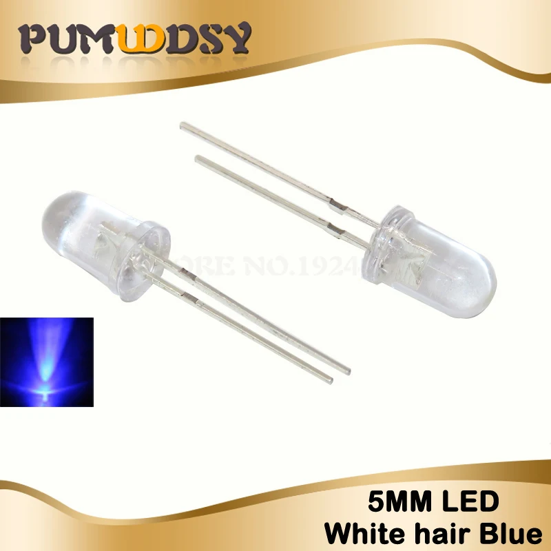 White hair Blue 100 шт 5 мм светодиодный диодный светильник Набор DIY светодиодный s Набор белый желтый красный зеленый синий электронный diy Набор Горячая Распродажа - Цвет: White hair Blue