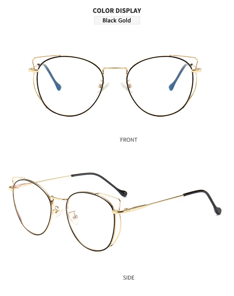 Zilead Anti Blue Light Cat Eyes Glasses Frame Metal Round Optical Spectacl For Women&Men Computer Eyeglasses Eyewear