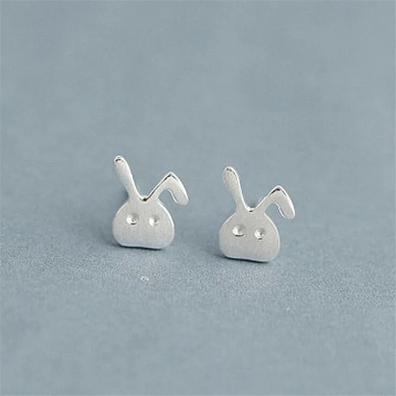 New Simple White Rabbit Silver Plated Jewelry Personality And Lovely Brushed Animal Stud Earrings E260 | Украшения и аксессуары