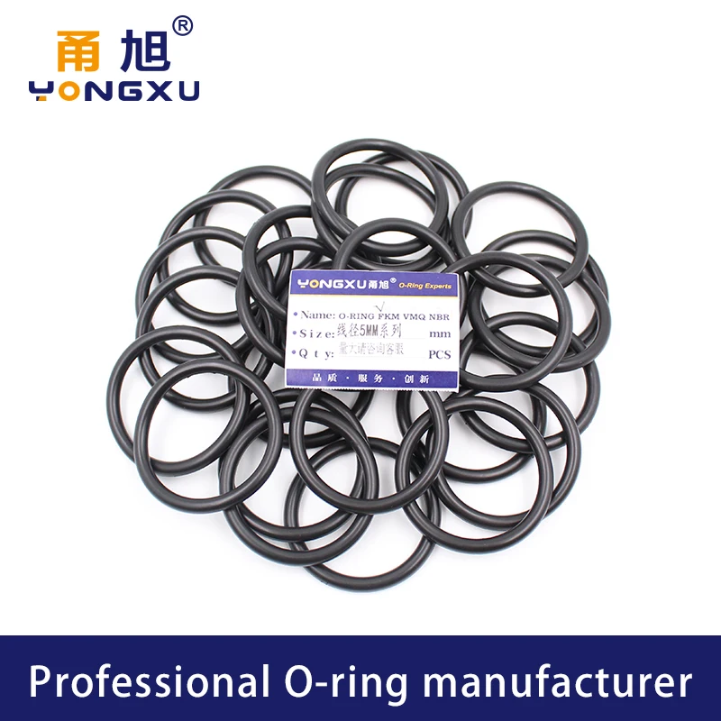 Фторрезиновое кольцо черное уплотнительное FKM CS5mm OD52/55/58/60/62/65/68*5 мм масляное шайба