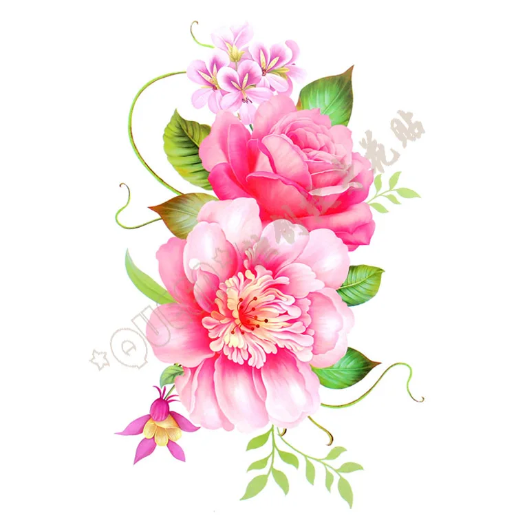 Большой цветок китайский боди-арт водостойкая Временная акварель Роза живопись