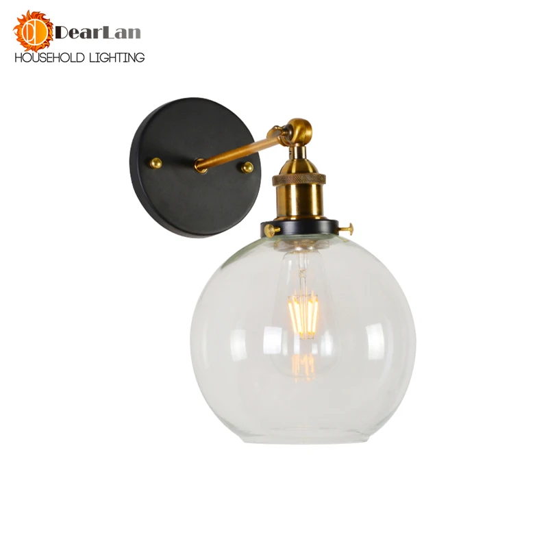 Современная винтажная короткая настенная лампа в американском стиле стеклянная