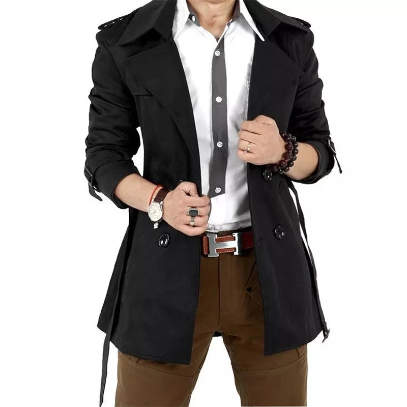 Мужской Тренч повседневное мужское пальто длинная куртка мужской двубортный