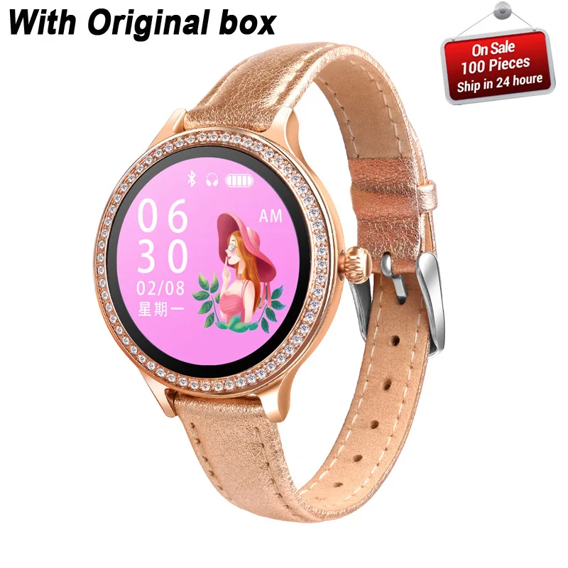 leather gold M8 женские Смарт-часы, браслет IP68, водонепроницаемый Женский Смарт-браслет, монитор сердечного ритма, фитнес-трекер, браслет для здоровья, браслет - Цвет: leather gold