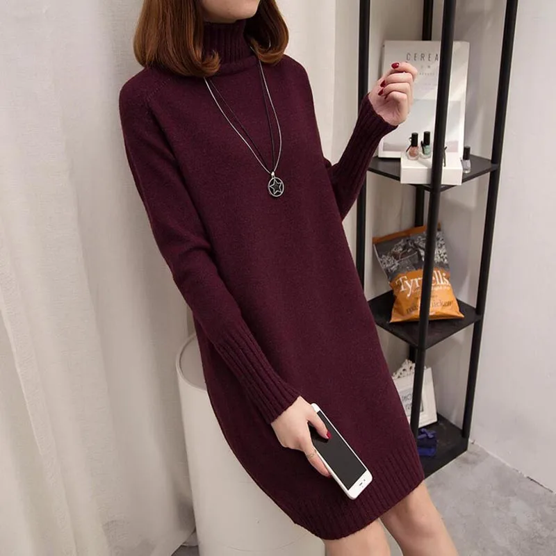 Autumn winter sweater 2018 new high-necked women long section of hedging primer shirt Slim Knitwear Jumper thickening | Женская одежда