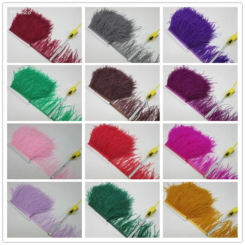 

10 yards high quality ostrich feather trim cloth sideband 10-15cm wide Suitable for skirts / dresses / apparel party DIY crafts