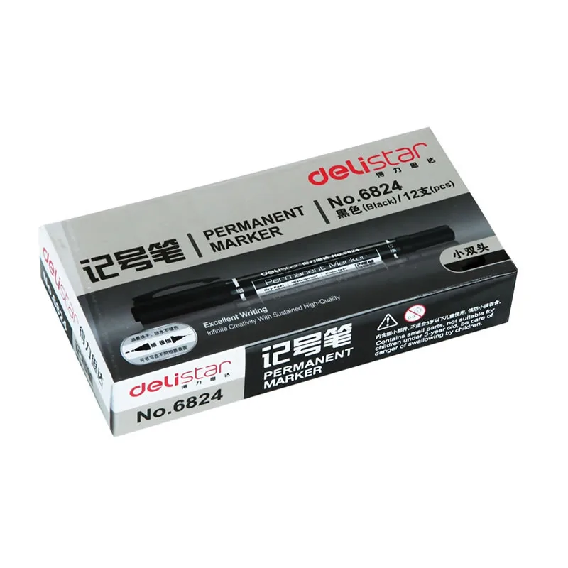 Перманентные маркеры с двойным наконечником тонкие точки (черные синие красные)