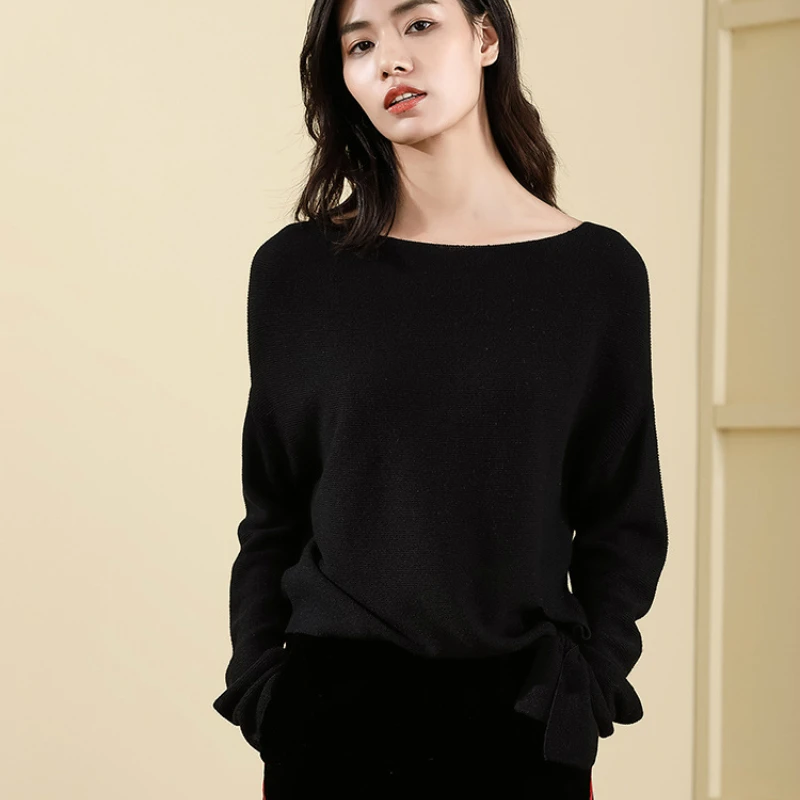 Новые модные женские зимние шерстяные вплетенные свободные свитера с длинными