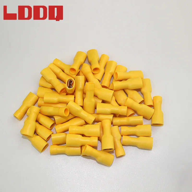 LDDQ 100 шт. 12-10AWG полностью изолированная лопатка обжимные клеммы желтые