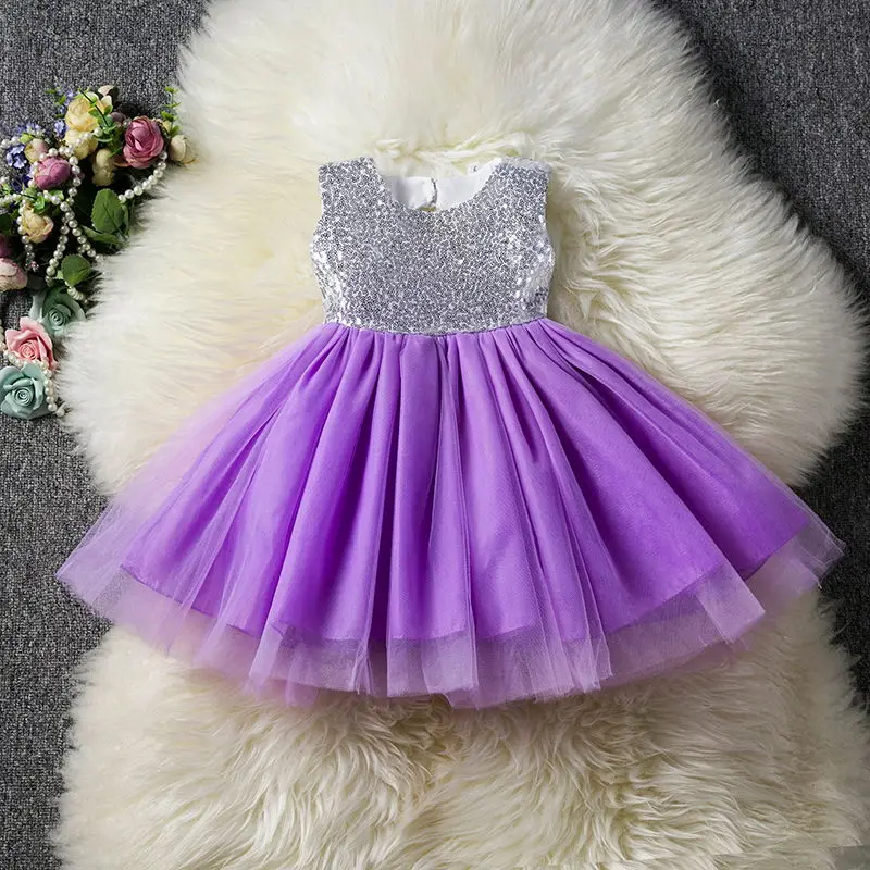 Purple Детские платья для девочек, платье для свадьбы платье-пачка для дня рождения, одежда для маленьких девочек повседневная одежда детское платье для девочек, костюм, 6T - Цвет: Purple