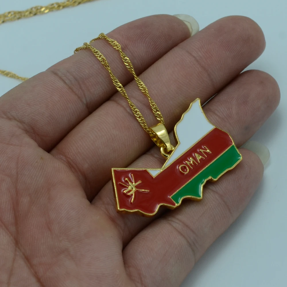 Золотой цвет карта Омана кулон ожерелья для женщин мужчин страны ювелирные