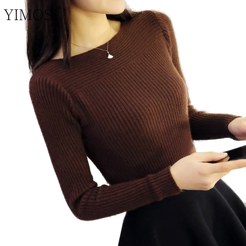 Autumn Winter Knitted Sweater Women Long Sleeve Pullover Tops 2019 Korean Style Casual Solid Slash Neck Slim Basic Jumper | Женская