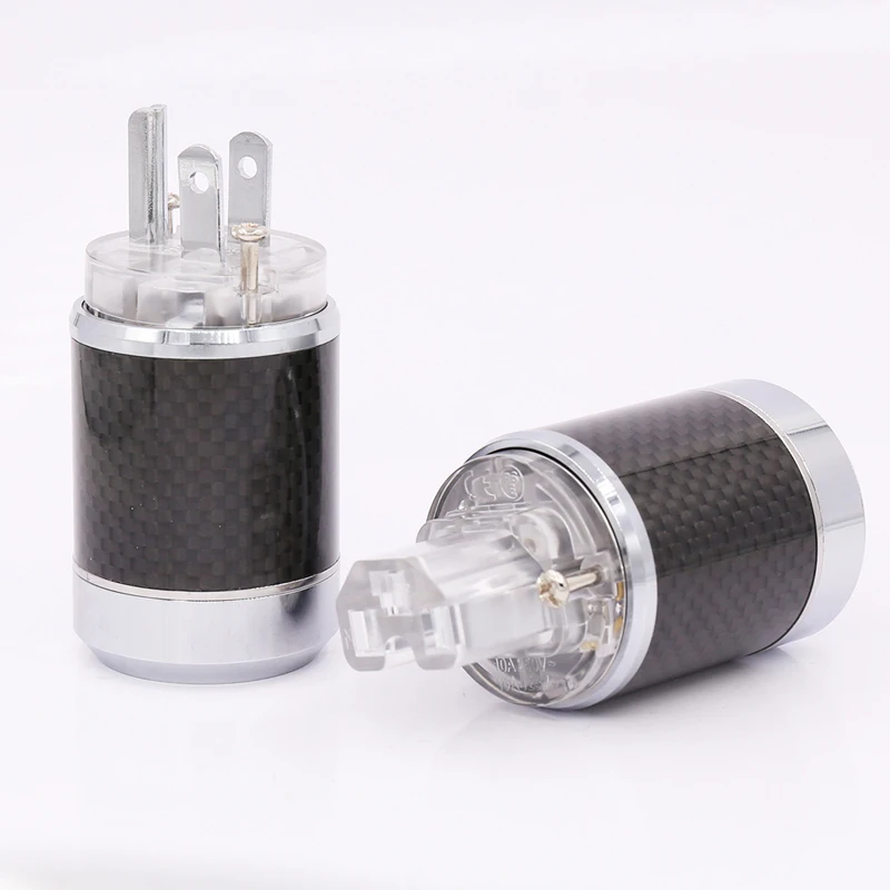

One Pair Carbon Fiber Rhodium Plated US AC Power Plug Connector IEC Plug