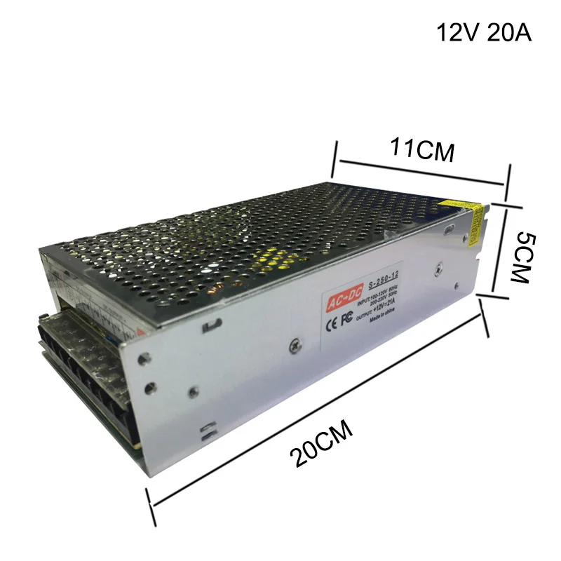 Светодио дный трансформатор питания светодио прокладки AC/DC 110 В-220 В до 12
