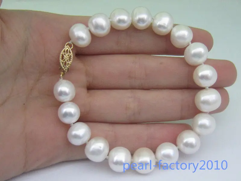 

Selling Jewelry>>> NATURAL 10-11MM SOUTH SEA GENUINE WHITE PEARL BRACELET 14KGOLDCLASP