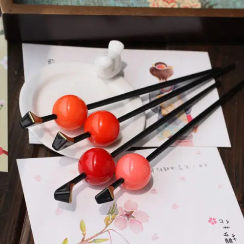 Заколка для волос в виде японской гейши оирана красно-розовая 4 цвета |