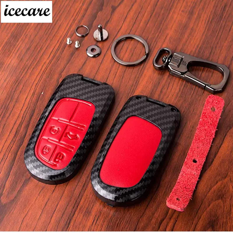 Genuine Leather Car Smart Key Case Cover For Dodge Ram 1500 Journey Charger Dart Challenger Durango Fiat Jeep Ring Shell | Автомобили и