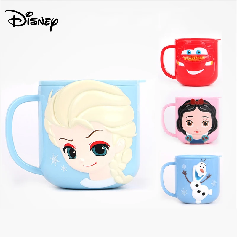 Детская 3D милая чашка Disney с крышкой пластиковая детская бутылка для воды ручкой