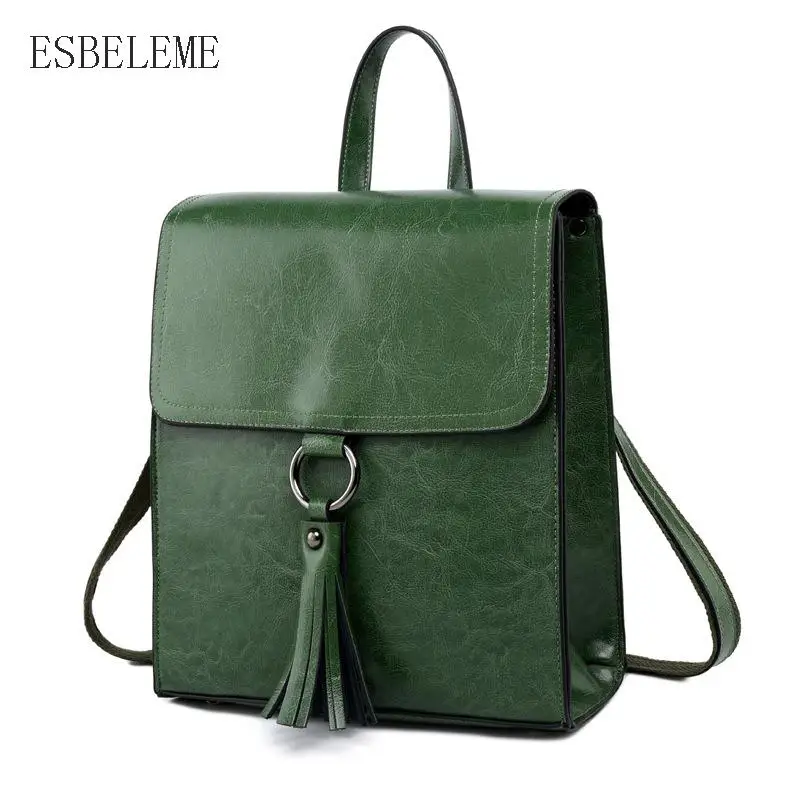 Женский рюкзак из натуральной кожи для женщин черные модные рюкзаки женская