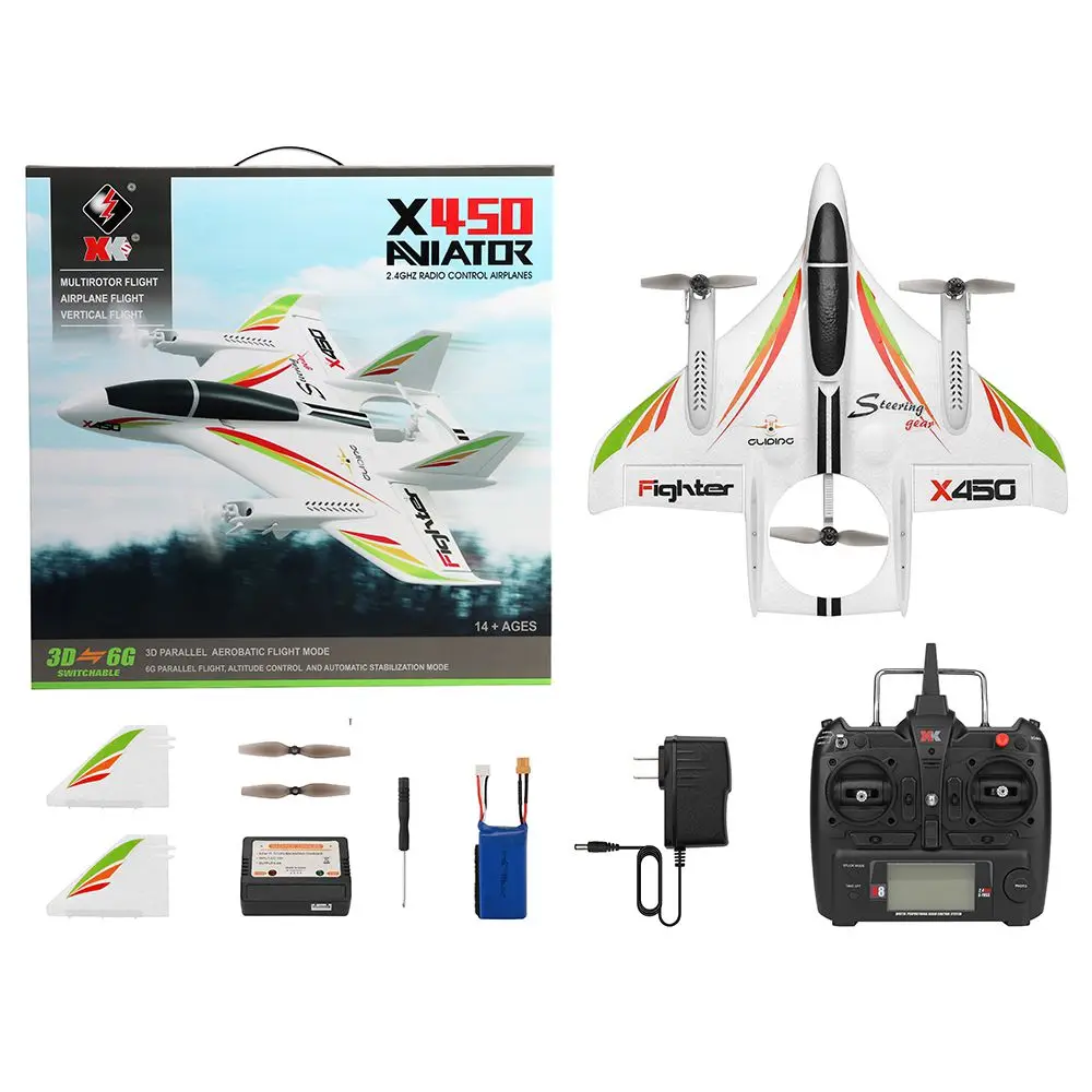 XK X450 VTOL 2 4G 6CH EPO 450 мм размах крыльев 3D/6G режим переключаемая Аэробика RC Самолет