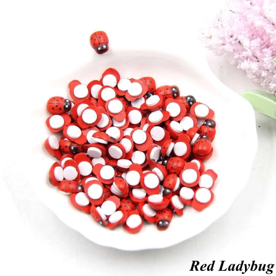 Red ladybug 100 шт красочные божья коровка деревянная 3D Наклейка на стену s губка самоклеящаяся наклейка s на холодильник/стикер на стену дети Скрапбукинг детские игрушки - Цвет: Red ladybug