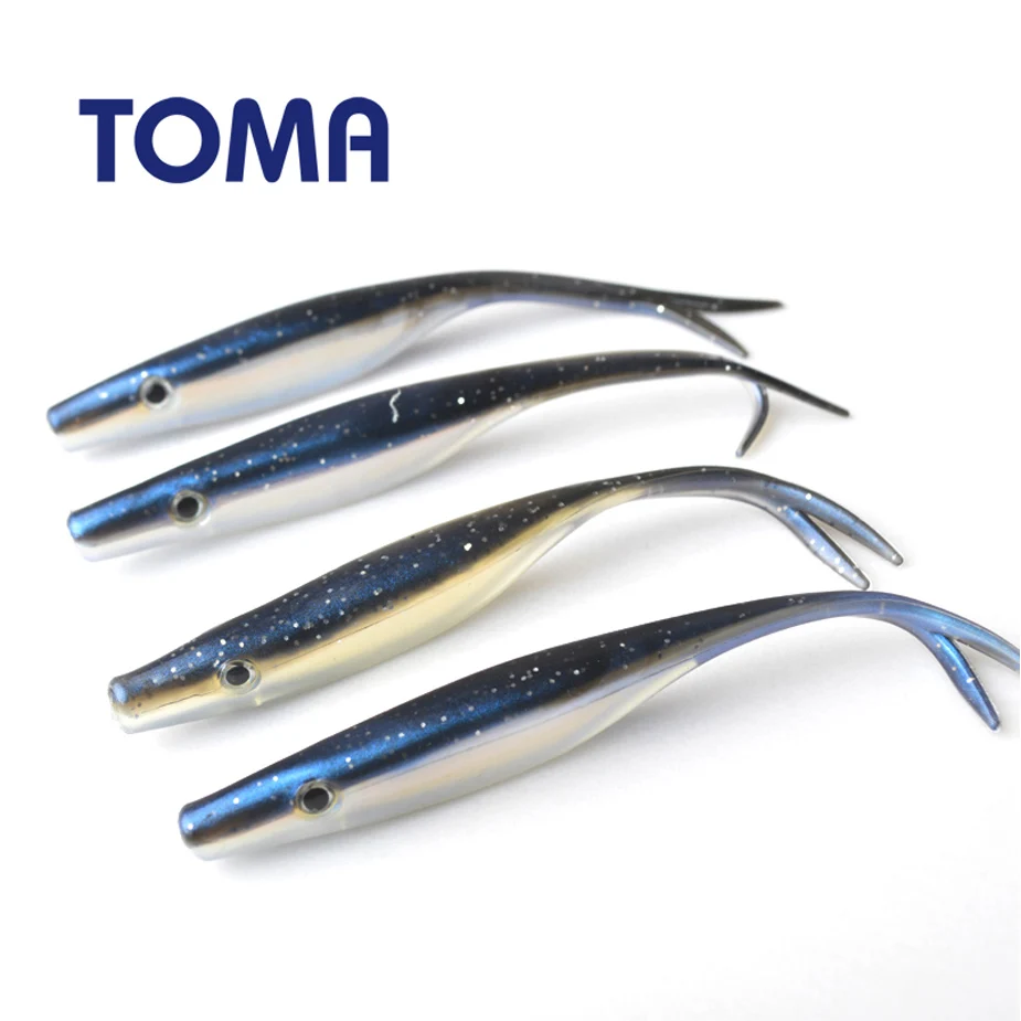 TOMA 4 шт./лот, мягкие приманки для рыбы, рыболовные приманки, длинный хвост, 6,5 г, 12 см, плавающие приманки, джиг, мягкая пластиковая наживка, рыболовные снасти