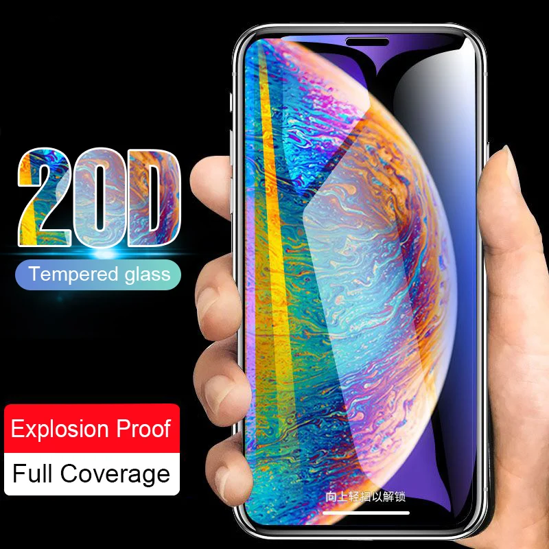 20D полное изогнутое защитное стекло пленка для IPhone 7 6 6s 8 Plus закаленное X XR XS Max