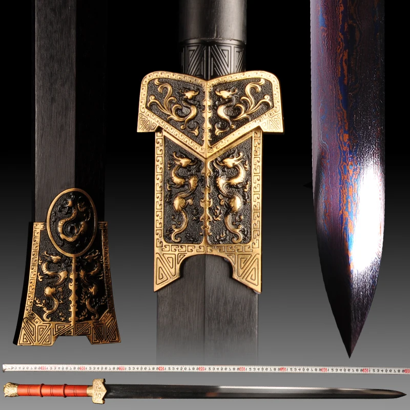 Китайский династический прямой меч Han из холодной стали Античная бронзовая Роза
