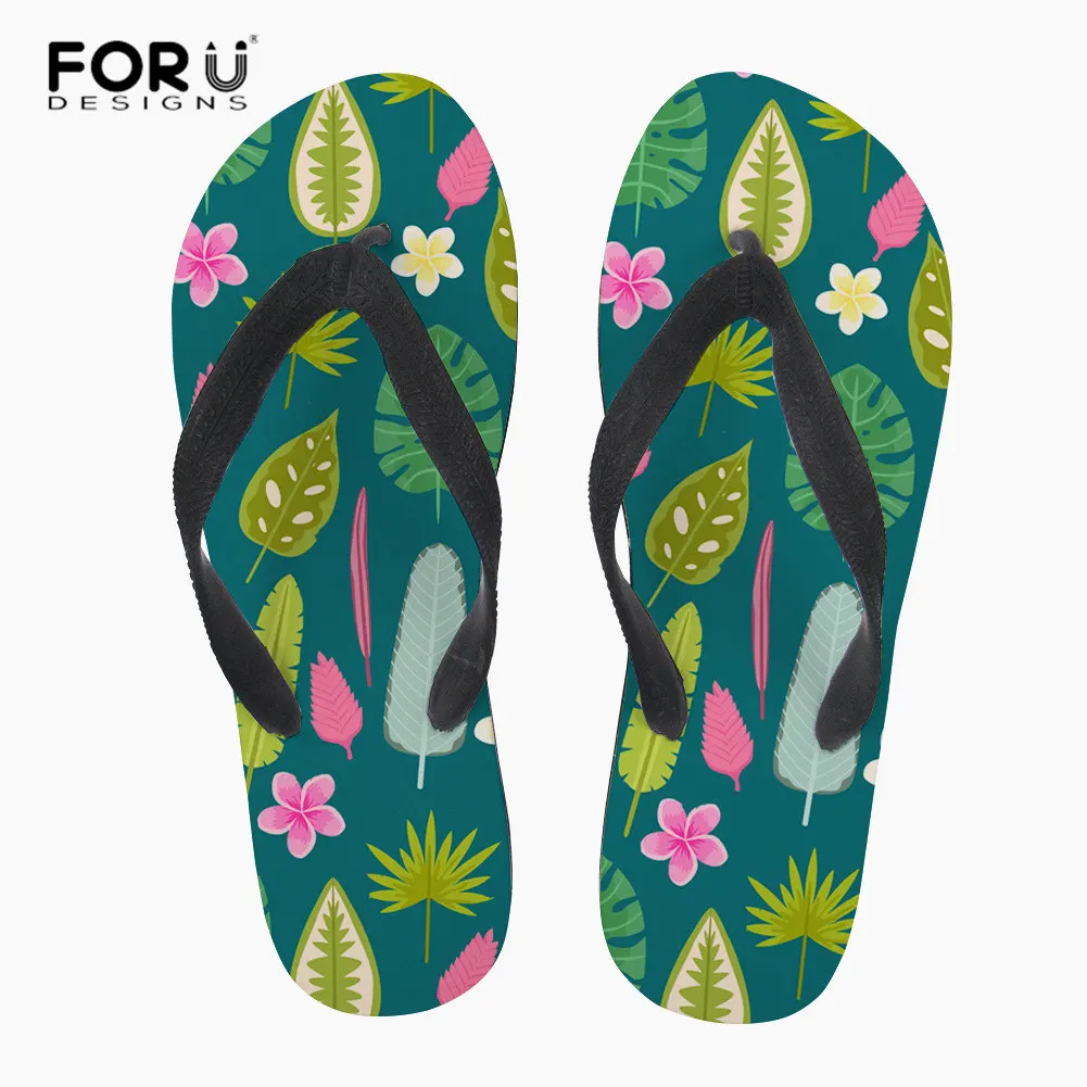 L3831AB FORUDESIGNS/летние пляжные шлепанцы; женские вьетнамки на плоской подошве с цветочным принтом в гавайском стиле; повседневные резиновые Вьетнамки для девочек-подростков; pantufa - Цвет: L3831AB