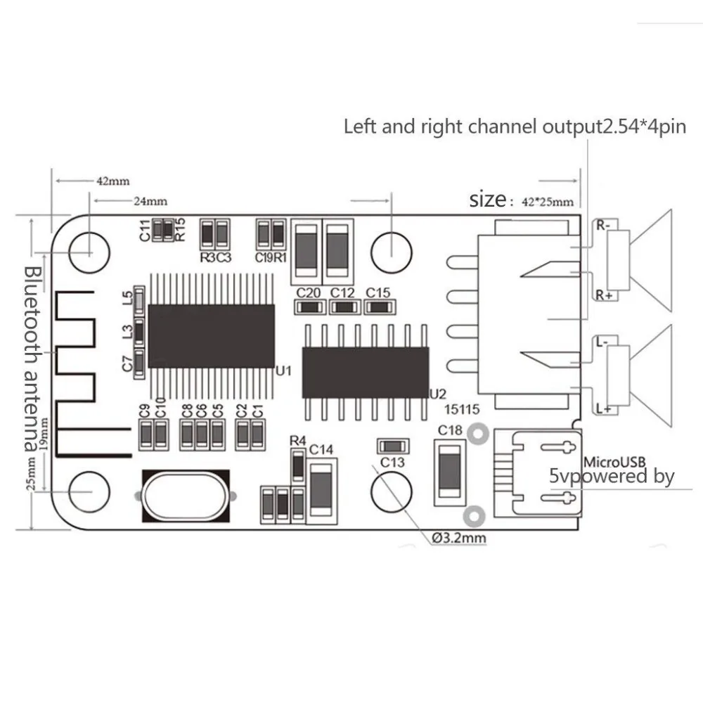 3 Вт * 2 Dc 5 в микро Usb мощность + Bluetooth 4 0 аудио приемник плата беспроводной цифровой