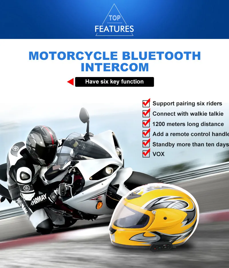 Моторное переговорное устройство E6 Plus с дистанционным управлением 1 2 км Bluetooth