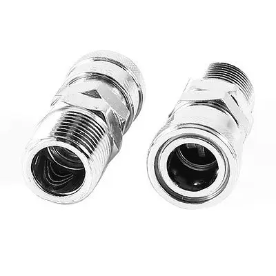 

SM40 Air Pneumatic Hose Pipe 1/2PT Male Threaded Quick Coupler Silver Tone 2 Pcs
