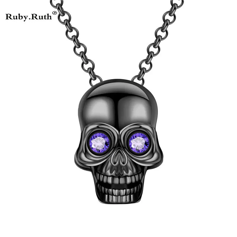 Готический стерео череп Циркон кристаллы ожерелье кулон цепь Мужчины Женщины