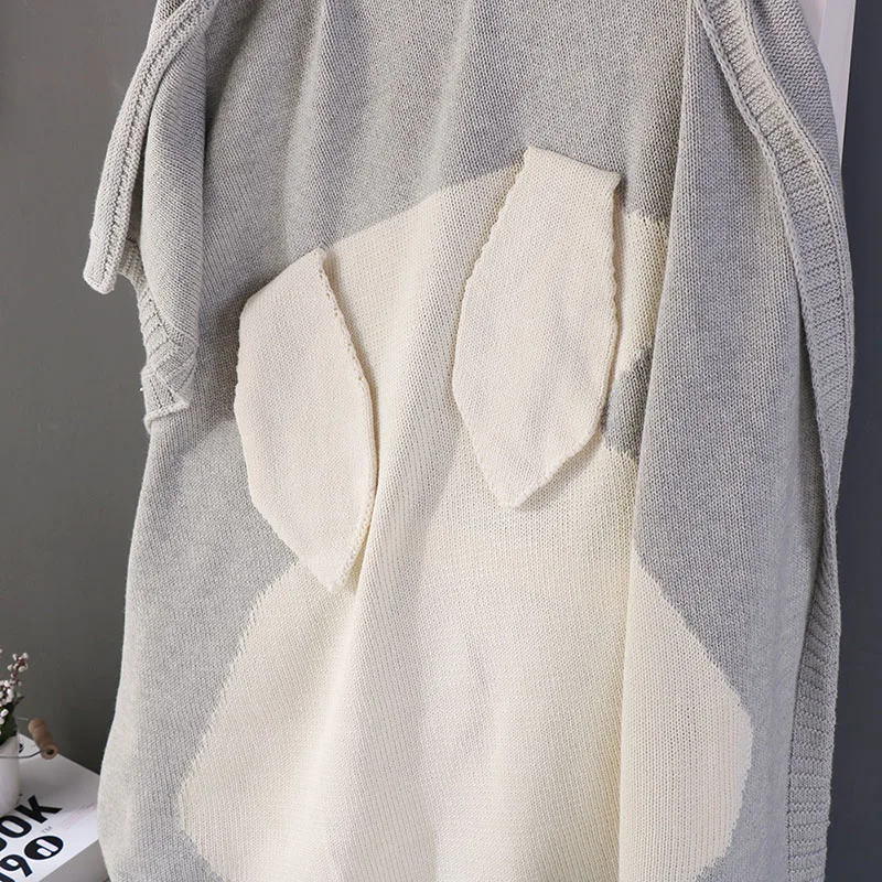 Одеяло детское трикотажное из 100% хлопка с принтом кролика|Одеяла| |