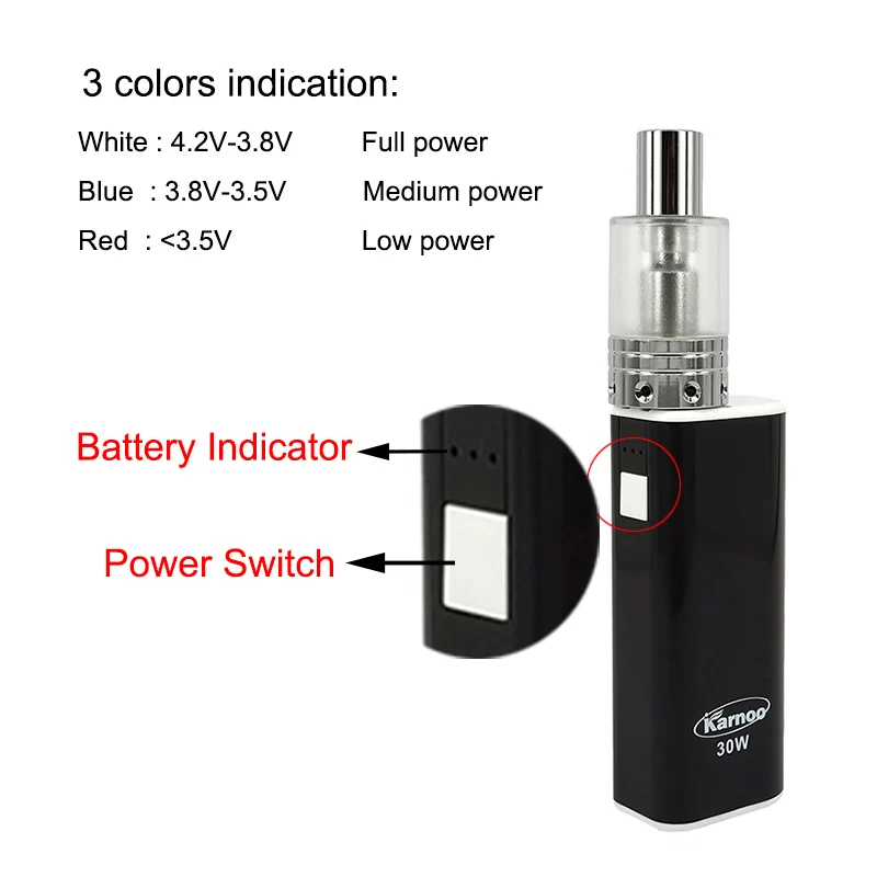 Кингфиш Karnoo 30 Вт электронные сигареты комплекты TC поле mod vs istick 60 ijust S эго weipa
