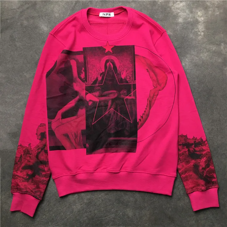 

New 2018 Men Rose Virgin Mary Shark Stars Hoodies Hoody hooded Sweatshirts velvet Cotton Drake Thick Fleece Street Hip hop #H33
