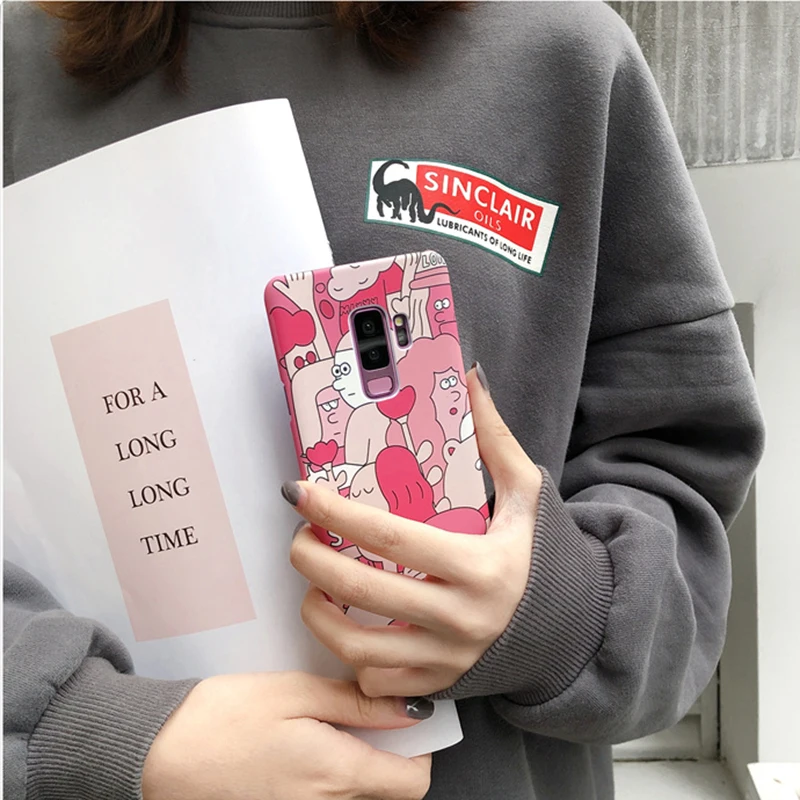 YHBBCASES For Samsung S8 Plus Cases Fashion Woman Phone Case S9 Note 8 9 Pink Hard PC Back Cover Fundas |