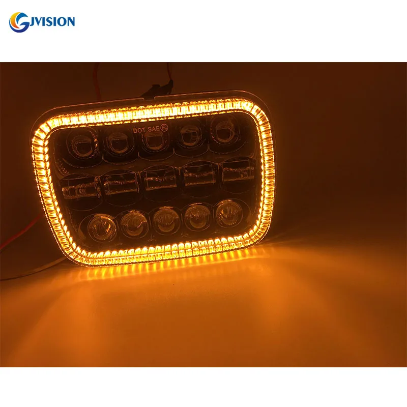 Новинка; 5x" 7x6 дюймов Angel eyes DRL H4 светодиодный квадратные фары для Jeep wrangler YJ Cherokee XJ Comanche MJ прямоугольный налобный фонарь