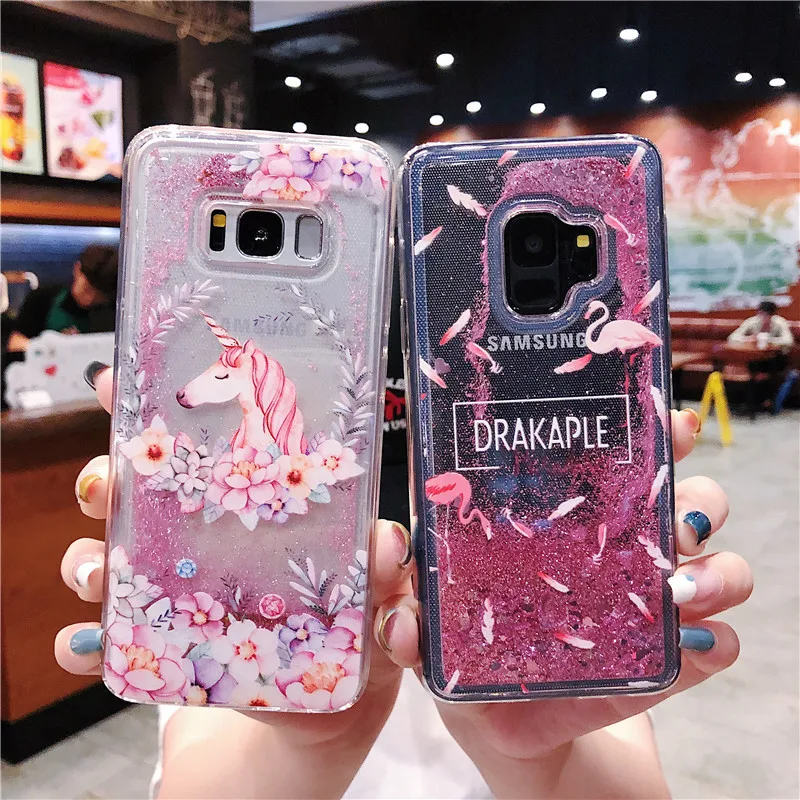 Динамичными плавающими жидкими Мягкая обложка для samsung Galaxy S5 S6 S6edeg s7 s8 s9 s10 A50 A30 A10