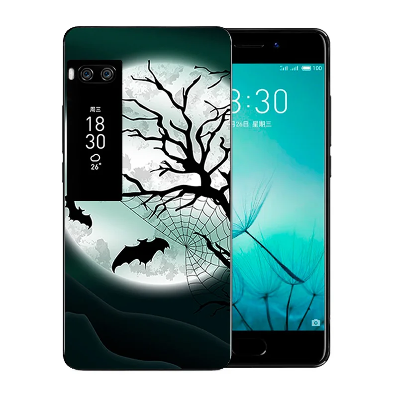 Phone Case For Meizu pro 7 Space Moon Pattern Soft TPU Luxury Silicone Capa Back Cover Full Protector Funda |