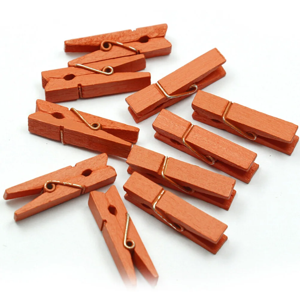 Orange 20 шт Мини Цветные весенние деревянные зажимы одежда фото бумага Peg Pin прищепка ручной работы зажимы вечерние украшения 35 мм - Цвет: Orange
