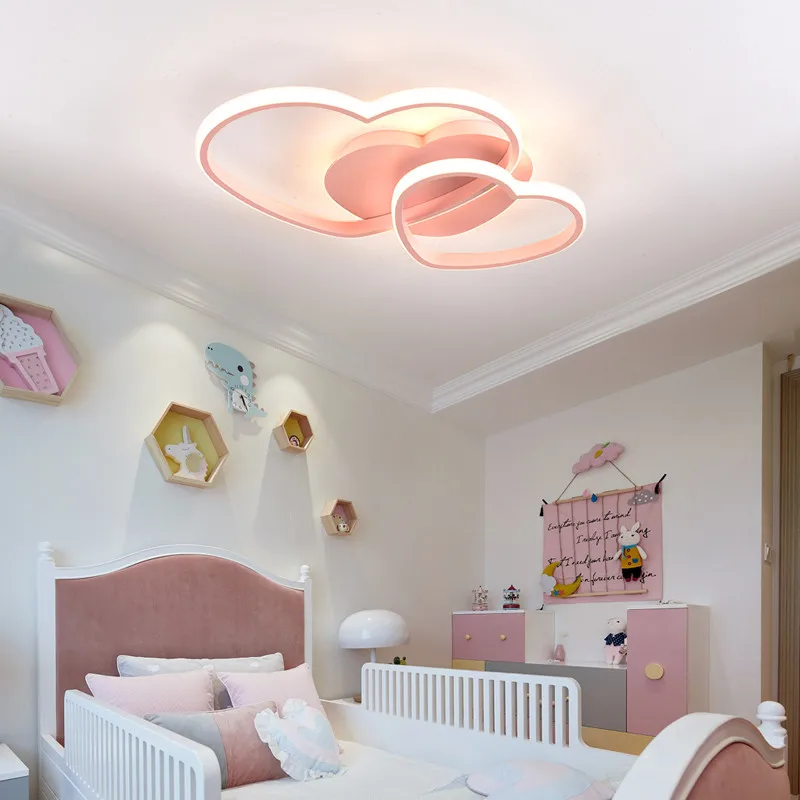 

Princess Girls Led Room Bedroom Light Home Lighting Heart Modern Led Ceiling Light Remote Control Gold Ceiling Lamp 110V 220V
