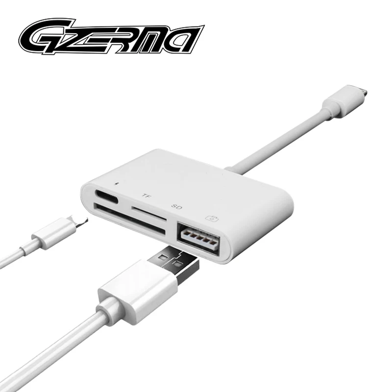 4 в 1 SD TF Card Reader Камера OTG Адаптер Кабель Преобразователь Комплект подключения зарядного для iPhone X 8 7 iPad для Lightning
