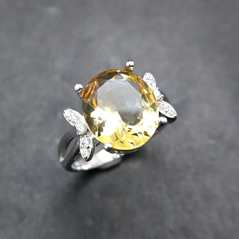 New design natural Brazil Citrine gemstone Ring solid 925 sterling silver for wommen anniversary birthday party gift with box | Украшения и