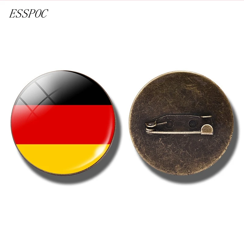 Germany Европейский Национальный флаг значок булавка Франция Италия Испания Польша Россия Ирландия голландская страна брошь в виде флага бижутерия со стеклянными кабошонами - Окраска металла: Germany