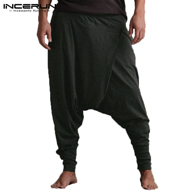 Dark Gray Pants INCERUN, мужские шаровары, хип-хоп, с заниженным шаговым швом, с эластичной талией, для бега, свободные, мужские, поперечные штаны, повседневные, для отдыха, женские брюки, мужские S-5XL - Цвет: Dark Gray Pants