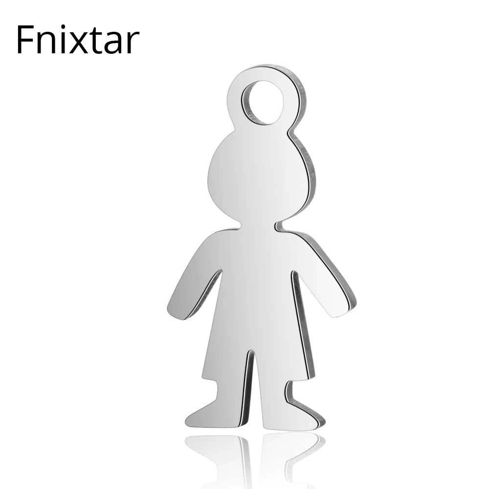 

Fnixtar 7*14mm Stainless Steel Boy Mini Charms Never Fade Metal Charms Pendant Polished Jewelry Accessories Wholesale 20pcs/lot